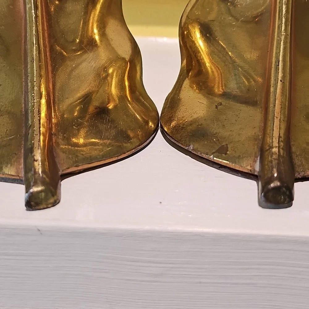 Brass Overlay Scrolled Feathers Bookends 2 - Picture 6 of 8
